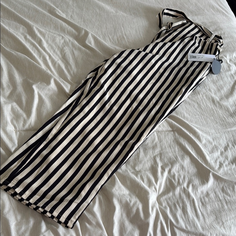 Amuse Society Black and Cream Striped Jumpsuit